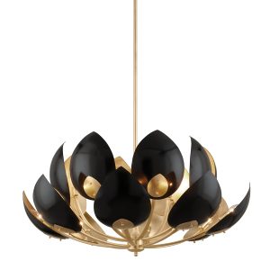 Hudson Valley - 5739-GL/BK - 16 Light Chandelier - Lotus - Gold Leaf