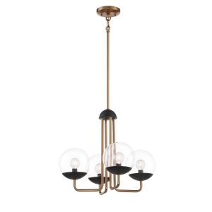 George Kovacs - P1504-416 - Four Light Chandelier - Outer Limits - Painted Bronze With Natural Brushed Brass