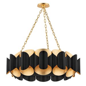 Hudson Valley - 8534-GL/BK - 12 Light Chandelier - Banks - Gold Leaf