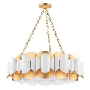 Hudson Valley - 8534-GL/WH - 12 Light Chandelier - Banks - Gold Leaf
