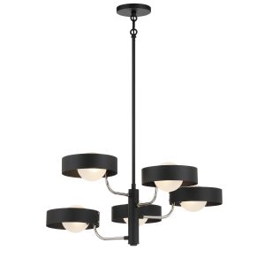 George Kovacs - P1565-729 - Five Light Chandelier - Lift Off - Coal And Polished Nickel