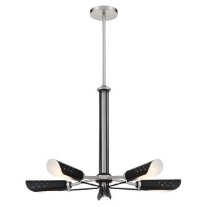 George Kovacs - P1695-691 - Five Light Chandelier - Turbine - Brushed Nickel and Coal Highlights