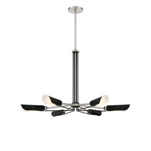 George Kovacs - P1696-691 - Six Light Chandelier - Turbine - Brushed Nickel and Coal Highlights