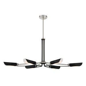 George Kovacs - P1697-691 - Six Light Island Pendant - Turbine - Brushed Nickel and Coal Highlights