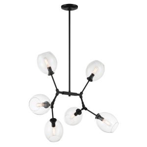 George Kovacs - P1366-66A - Six Light Pendant - Nexpo - Coal Black