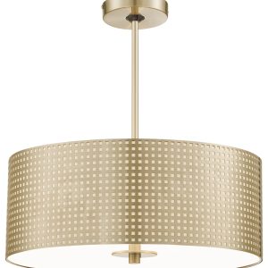 George Kovacs - P5743-695 - Three Light Pendant - Grid - Soft Brass