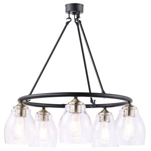 Minka-Lavery - 2435-878 - Five Light Chandelier - Winsley - Coal w/Stained Brass