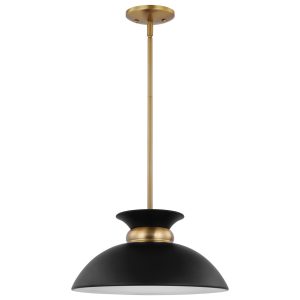 Nuvo Lighting - 60-7460 - One Light Pendant - Perkins - Matte Black / Burnished Brass