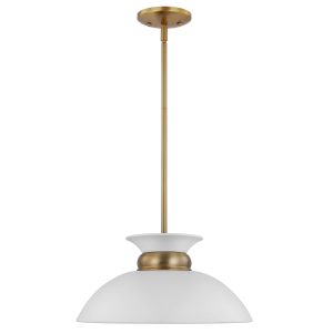 Nuvo Lighting - 60-7463 - One Light Pendant - Perkins - Matte White / Burnished Brass
