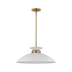 Nuvo Lighting - 60-7464 - One Light Pendant - Perkins - Matte White / Burnished Brass