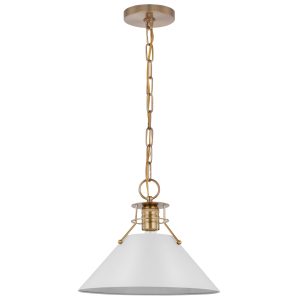 Nuvo Lighting - 60-7524 - One Light Pendant - Outpost - Matte White / Burnished Brass