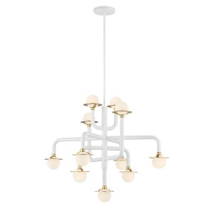 George Kovacs - P5511-706-L - 11 Light Chandelier - Tubular - Matte White With Honey Gold