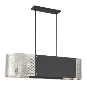 George Kovacs - P5531-420 - Six Light Island Pendant - Noho by Robin Baron - Brushed Nickel With Sand Coal Highlights