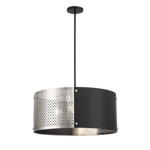 George Kovacs - P5533-420 - Four Light Pendant - Noho by Robin Baron - Brushed Nickel With Sand Coal Highlights