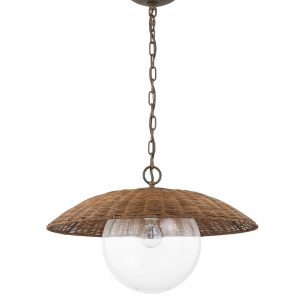 Forty West - 72583 - One Light Pendant - Price - Natural Rattan/Distressed Blackened Gold