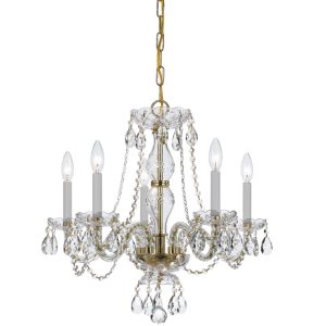 Crystorama - 5085-PB-CL-I - Five Light Chandelier - Traditional Crystal - Polished Brass