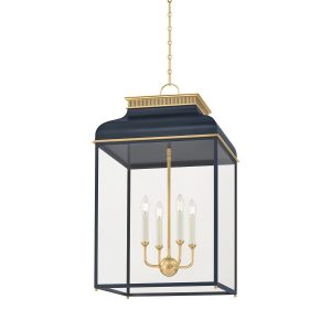 Hudson Valley - MDS2401-AGB/DBL - Four Light Lantern - Houghton - Aged Brass