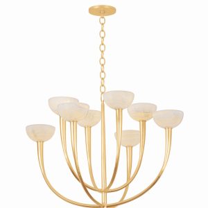 Hudson Valley - 9034-VGL - Eight Light Chandelier - Maywood - Vintage Gold Leaf