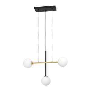Eglo USA - 390177A - Three Light Linear Pendant - Paz - Black / Brushed Gold