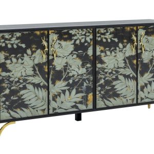 Bassett Mirror Company - 6094-DR-576 - Server - Nara - Matte Black, Back-Painted Glass Doors