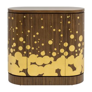 Bassett Mirror Company - 6097-LR-475 - Bar Cabinet - Bubbly - Zebrano, Gold Leaf
