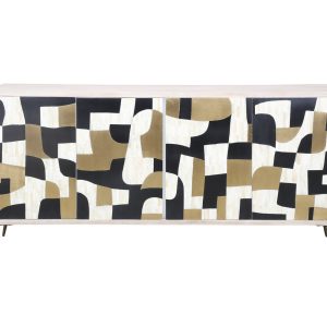Bassett Mirror Company - 6116-DR-576 - Server - Xander - White Wash Mango, Mosaic Ivory, Brass, Ebony