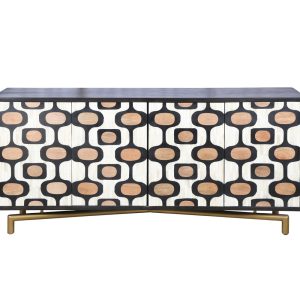 Bassett Mirror Company - 6118-DR-576 - Server - Paxton - Ebony Mango, Ivory Bone, Natural Mango, Ant Brass