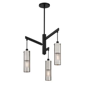 George Kovacs - P1593-691 - Three Light Chandelier - Grid 3 - Brushed Nickel and Coal Highlights