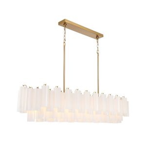 Crystorama - ADD-337-AG-WH - 16 Light Linear Chandelier - Addis - Aged Brass