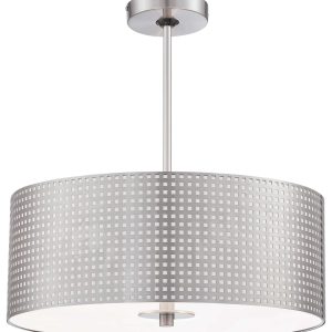 George Kovacs - P5743-084 - Three Light Pendant - Grid - Brushed Nickel