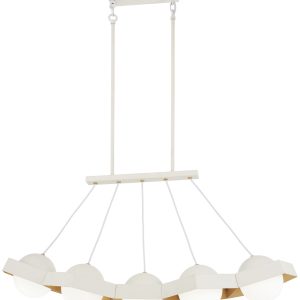 George Kovacs - P1396-044G-L - LED Island Pendant - Five-O - Textured White Exterior with Gold Leaf Interior