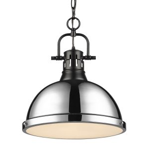 Golden - 3602-L BLK-CH - One Light Pendant - Duncan - Matte Black