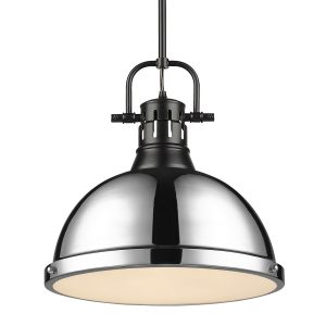 Golden - 3604-L BLK-CH - One Light Pendant - Duncan - Matte Black