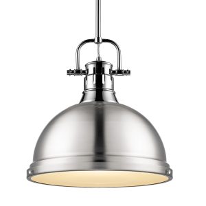 Golden - 3604-L CH-PW - One Light Pendant - Duncan - Chrome
