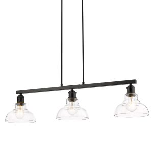 Golden - 0305-LP BLK-CLR - Three Light Linear Pendant - Carver - Matte Black