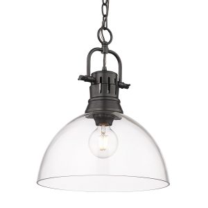Golden - 3602-L BLK-CLR - One Light Pendant - Duncan - Matte Black