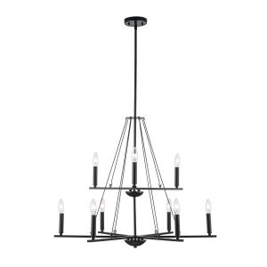 Trans Globe Imports - 11649 BK - Nine Light Pendant - Linden - Black