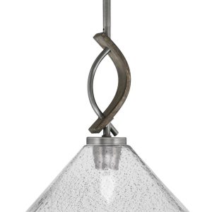Toltec Lighting - 2901-GPDW-2122 - One Light Mini Pendant - Monterey - Graphite & Painted Distressed Wood-look Metal