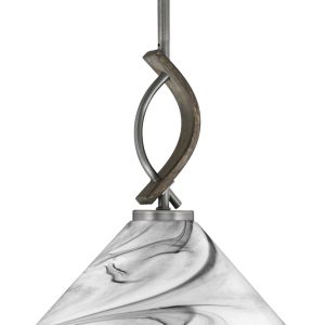 Toltec Lighting - 2901-GPDW-2129 - One Light Mini Pendant - Monterey - Graphite & Painted Distressed Wood-look Metal