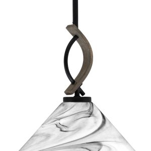 Toltec Lighting - 2901-MBDW-2129 - One Light Mini Pendant - Monterey - Matte Black & Painted Distressed Wood-look Metal