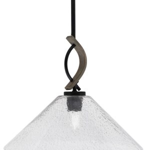 Toltec Lighting - 2901-MBDW-2162 - One Light Mini Pendant - Monterey - Matte Black & Painted Distressed Wood-look Metal