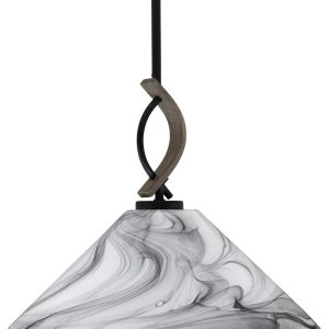Toltec Lighting - 2901-MBDW-2169 - One Light Mini Pendant - Monterey - Matte Black & Painted Distressed Wood-look Metal