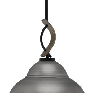 Toltec Lighting - 2901-MBDW-428-BN - One Light Mini Pendant - Monterey - Matte Black & Painted Distressed Wood-look Metal