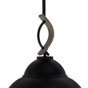 Toltec Lighting - 2901-MBDW-428-MB - One Light Mini Pendant - Monterey - Matte Black & Painted Distressed Wood-look Metal