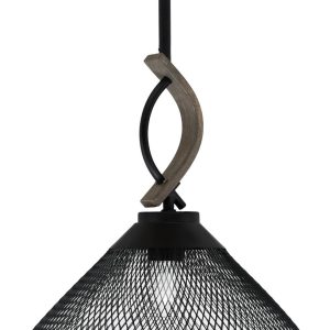 Toltec Lighting - 2901-MBDW-808-MB - One Light Mini Pendant - Monterey - Matte Black & Painted Distressed Wood-look Metal