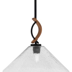 Toltec Lighting - 2901-MBWG-2162 - One Light Mini Pendant - Monterey - Matte Black & Painted Wood-look Metal