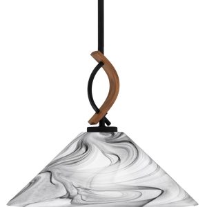 Toltec Lighting - 2901-MBWG-2169 - One Light Mini Pendant - Monterey - Matte Black & Painted Wood-look Metal