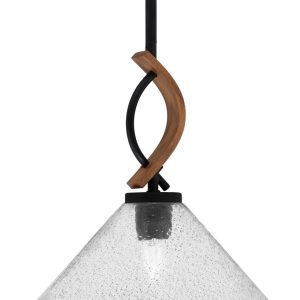 Toltec Lighting - 2901-MBWG-2122 - One Light Mini Pendant - Monterey - Matte Black & Painted Wood-look Metal