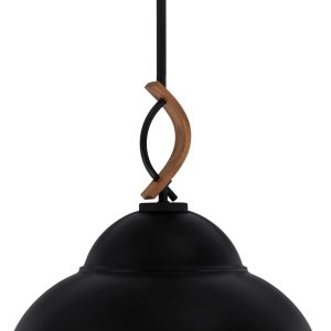 Toltec Lighting - 2901-MBWG-429-MB - One Light Mini Pendant - Monterey - Matte Black & Painted Wood-look Metal