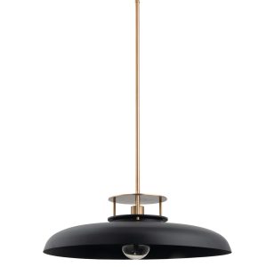 Brio Lighting - BE101GBLK - One Light Pendant - Beacon - Plating+Painting Gold+Black
